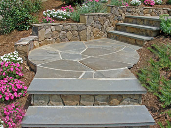 BLuestone steps with stone risers.