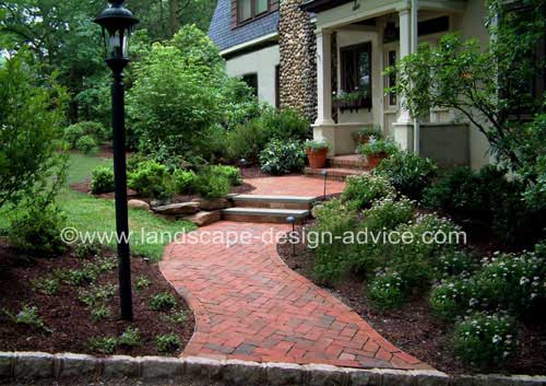 Brick patio design and landing.