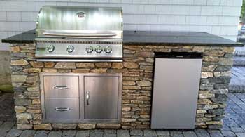 outdoor kitchen made of stone.