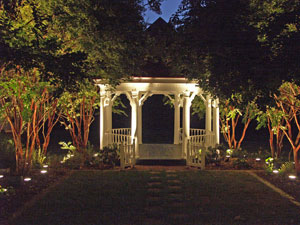 Decorative landscape lighting used on this gazebo looks great.