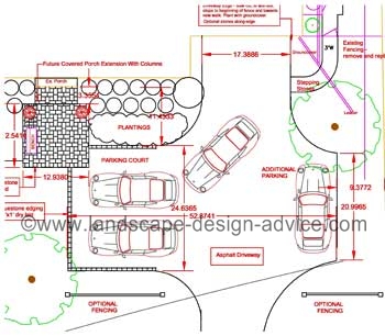 Driveway parking with dimensions.