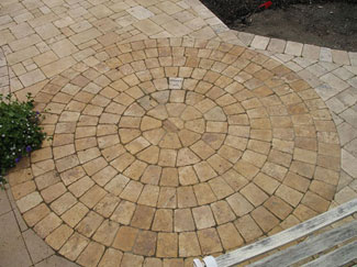 travertine paver circle can be set into a design.