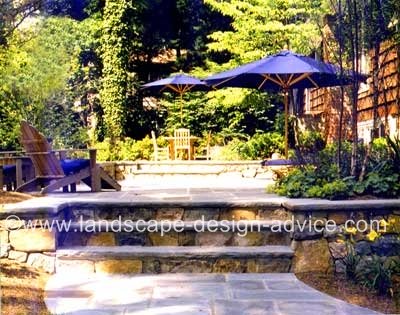 bluestone patio with stone steps