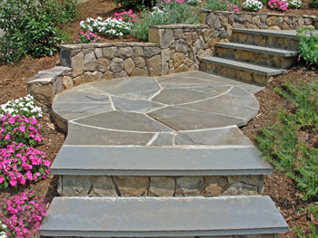 BLuestone steps with stone risers.