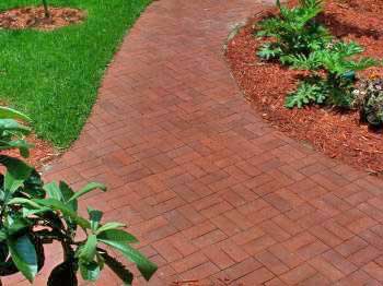 Brick walkway in basketweave.