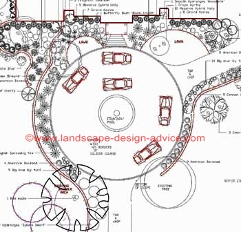 Circular driveway with center fountain.