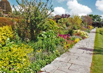 English garden design has lots of color and flowers.