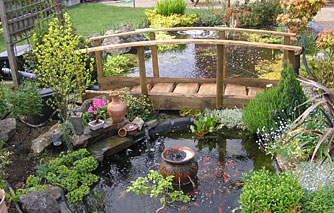 Garden bridges can be wood.