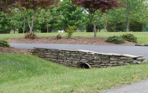 This shows landscape grading with a swale and pipe.