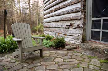 Stone patio at cabin