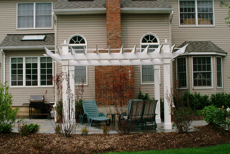 A pergola view from back yard.