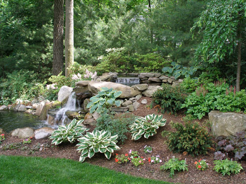 natural pond and multiple waterfalls.