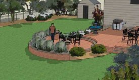 A raised patio in 3d.