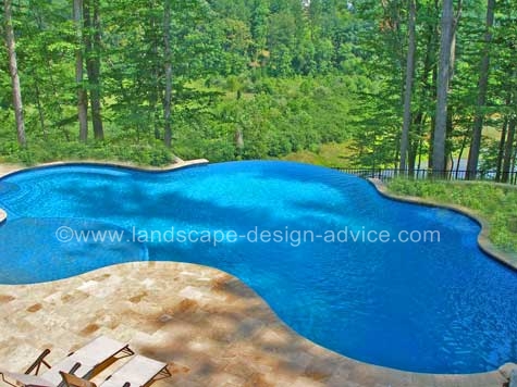 pool with travertine pavers